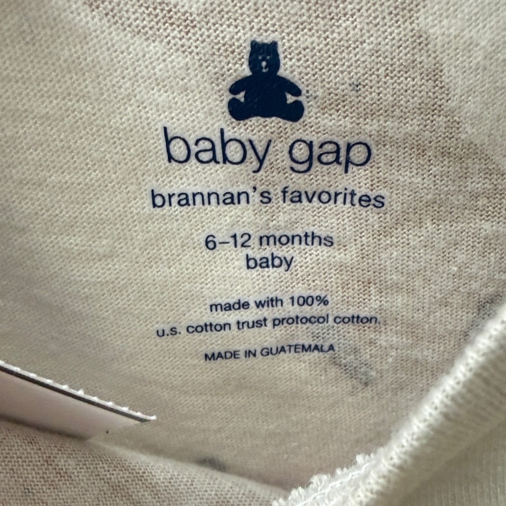 New GAP Kids Moose Print Long Sleeve Cotton Shirt in Gray and Brown - Picture 2 of 4